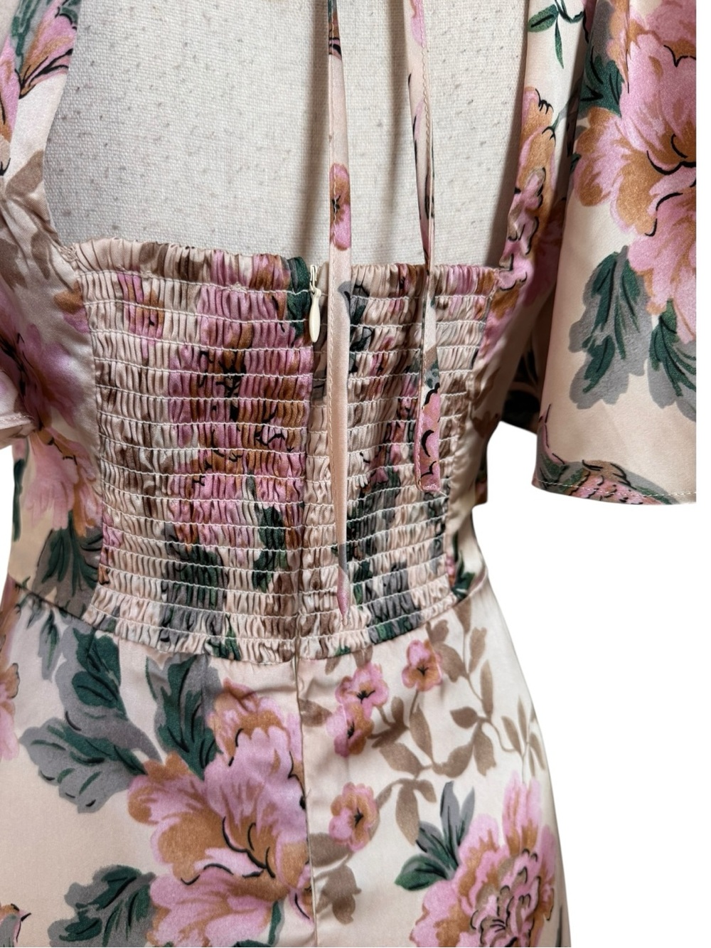 Dress Forum Morning Meadow Romance Floral Maxi Dress Ivory Pink Slit NWT Small - Picture 10 of 15